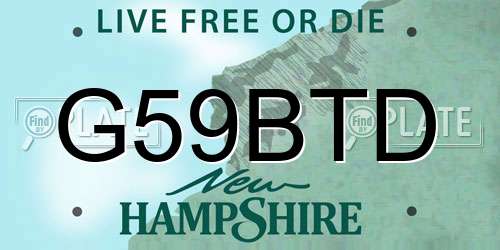 G59BTD New Hampshire License Plate