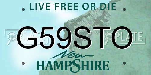 G59STO New Hampshire License Plate