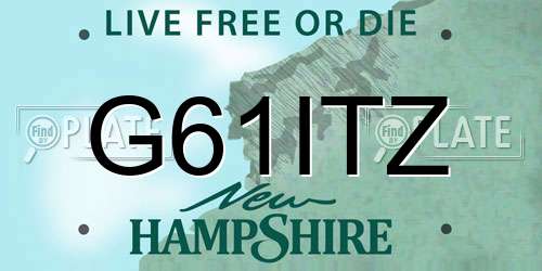 G61ITZ New Hampshire License Plate