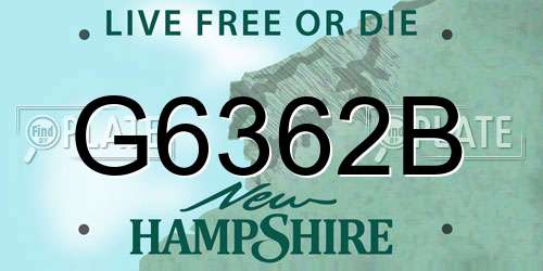 G6362B New Hampshire License Plate