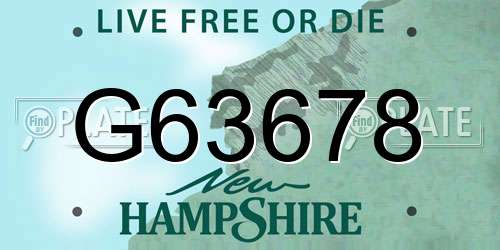 G63678 New Hampshire License Plate