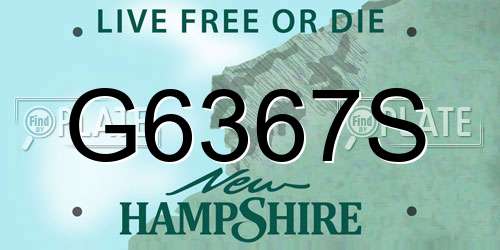 G6367S New Hampshire License Plate