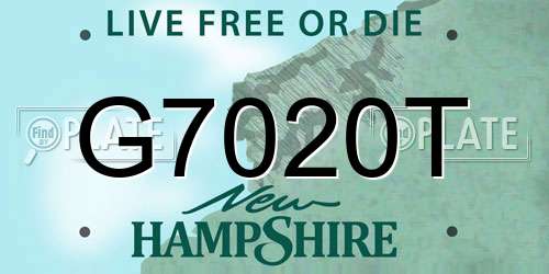 G7020T New Hampshire License Plate