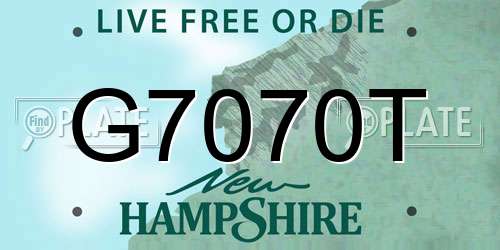 G7070T New Hampshire License Plate