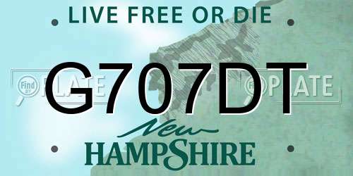 G707DT New Hampshire License Plate