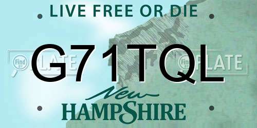 G71TQL New Hampshire License Plate