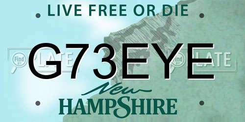 G73EYE New Hampshire License Plate