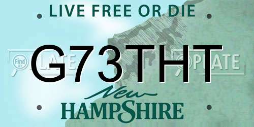 G73THT New Hampshire License Plate