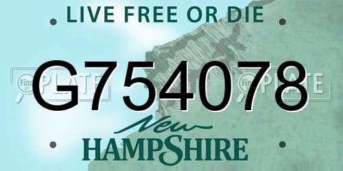 G754078 New Hampshire License Plate