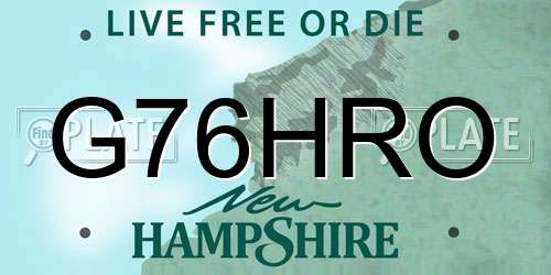 G76HRO New Hampshire License Plate