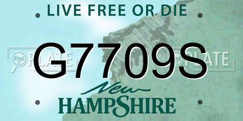 G7709S New Hampshire License Plate