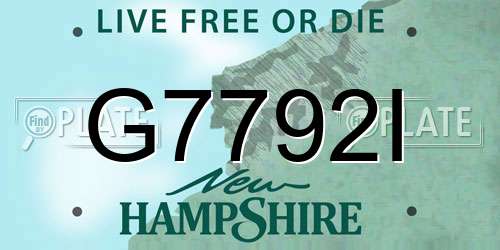 G7792I New Hampshire License Plate