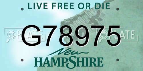 G78975 New Hampshire License Plate