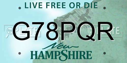 G78PQR New Hampshire License Plate