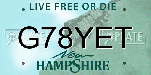 G78YET New Hampshire License Plate