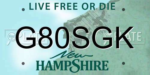 G80SGK New Hampshire License Plate