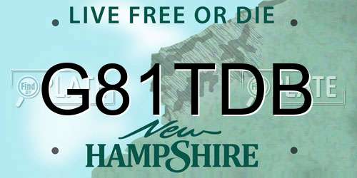 G81TDB New Hampshire License Plate