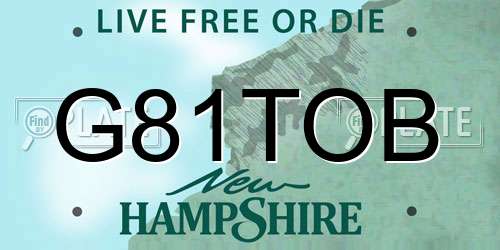 G81TOB New Hampshire License Plate