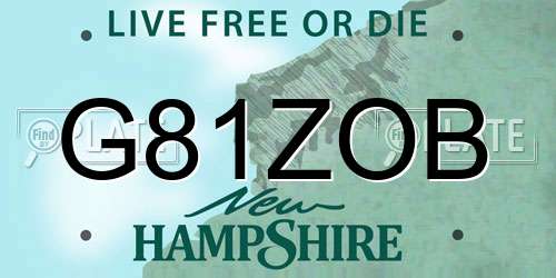 G81ZOB New Hampshire License Plate