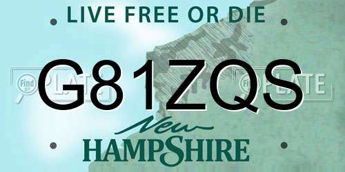 G81ZQS New Hampshire License Plate