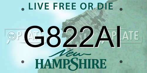 G822AI New Hampshire License Plate