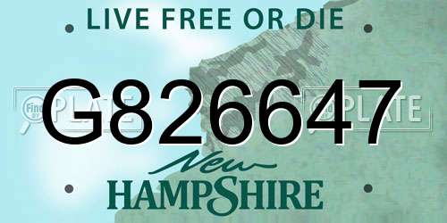 G826647 New Hampshire License Plate
