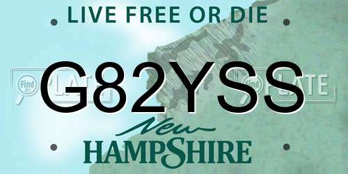 G82YSS New Hampshire License Plate