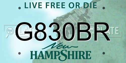 G830BR New Hampshire License Plate
