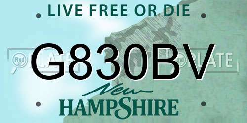 G830BV New Hampshire License Plate