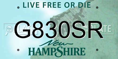 G830SR New Hampshire License Plate