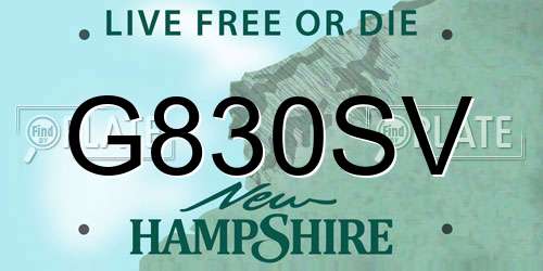 G830SV New Hampshire License Plate