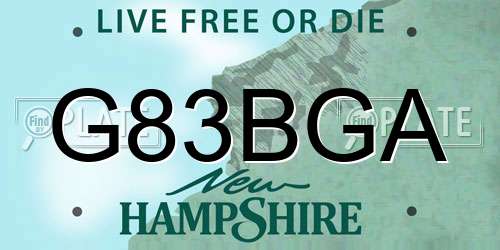 G83BGA New Hampshire License Plate