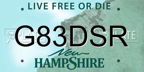 G83DSR New Hampshire License Plate