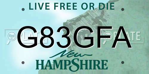 G83GFA New Hampshire License Plate