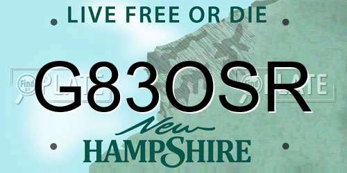 G83OSR New Hampshire License Plate
