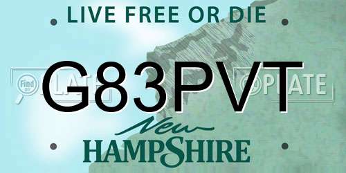 G83PVT New Hampshire License Plate