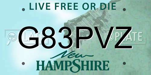 G83PVZ New Hampshire License Plate
