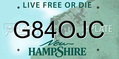 G84OJC New Hampshire License Plate