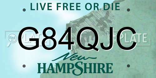G84QJC New Hampshire License Plate