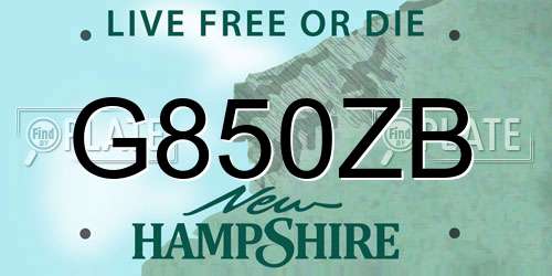 G850ZB New Hampshire License Plate