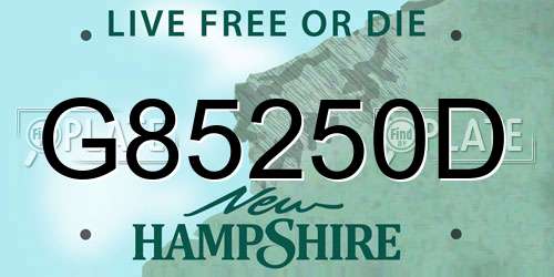 G85250D New Hampshire License Plate