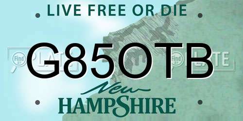G85OTB New Hampshire License Plate