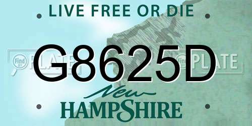 G8625D New Hampshire License Plate