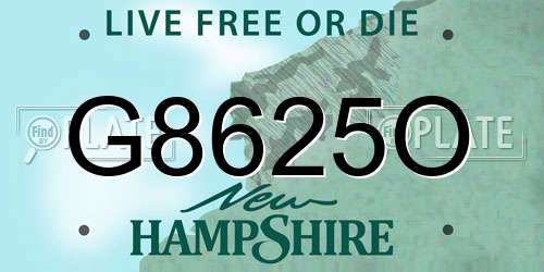 G8625O New Hampshire License Plate