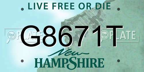 G8671T New Hampshire License Plate