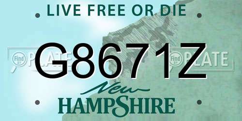 G8671Z New Hampshire License Plate