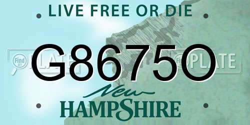 G8675O New Hampshire License Plate