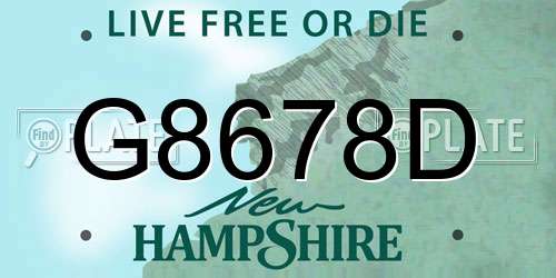 G8678D New Hampshire License Plate