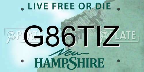 G86TIZ New Hampshire License Plate