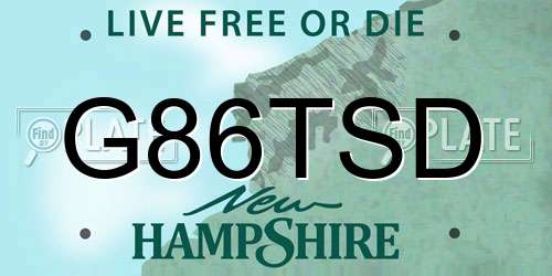 G86TSD New Hampshire License Plate